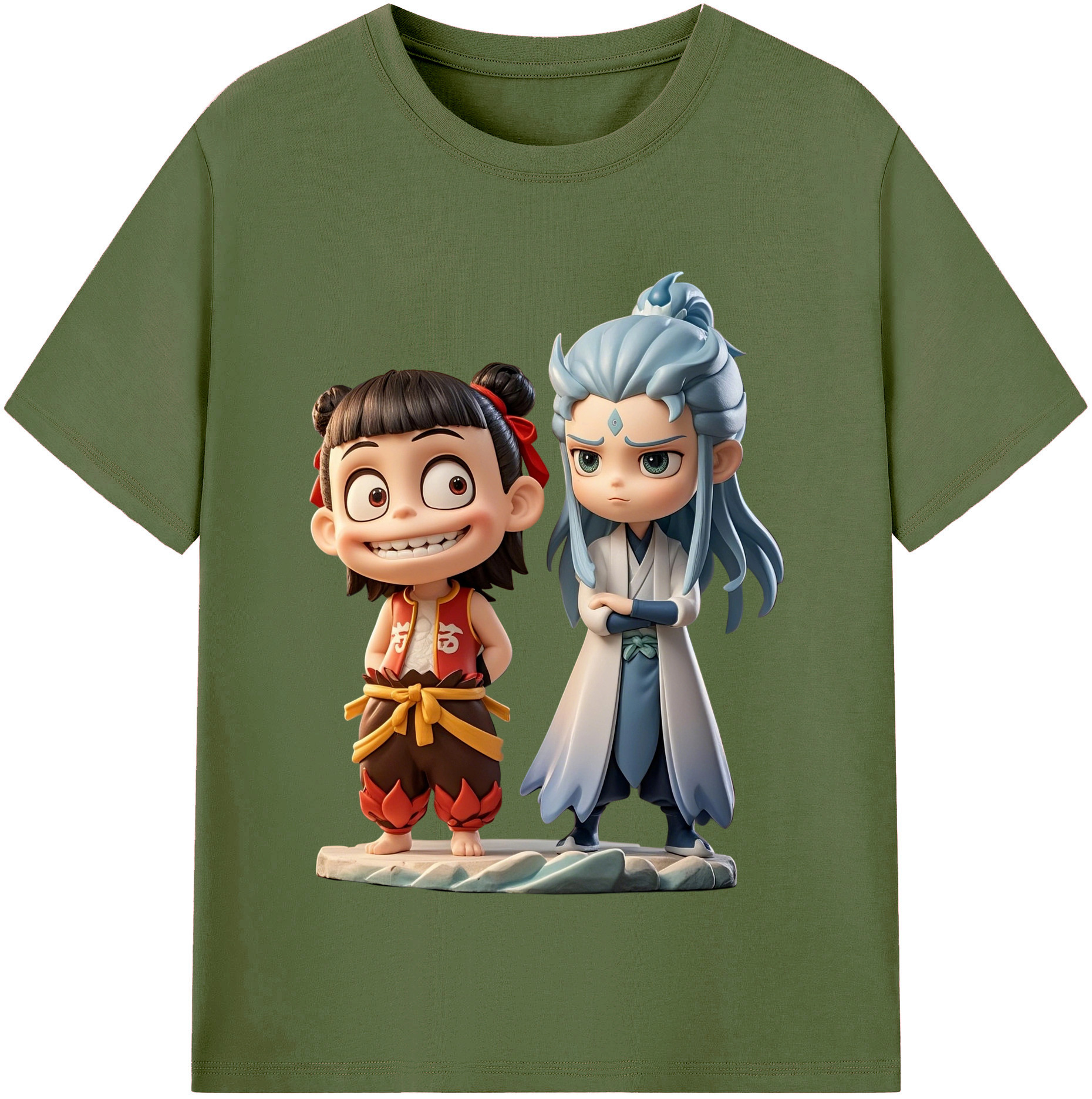 （画像用） Ne Zha 2 ナタ 魔童の大暴れ 綿100％半袖Tシャツ（フロントプリント）